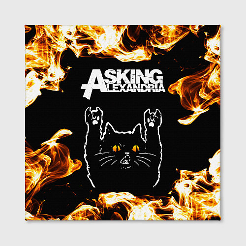 Картина квадратная Asking Alexandria рок кот и огонь / 3D-принт – фото 2