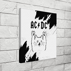 Холст квадратный AC DC рок кот на светлом фоне, цвет: 3D-принт — фото 2