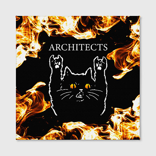 Картина квадратная Architects рок кот и огонь / 3D-принт – фото 2