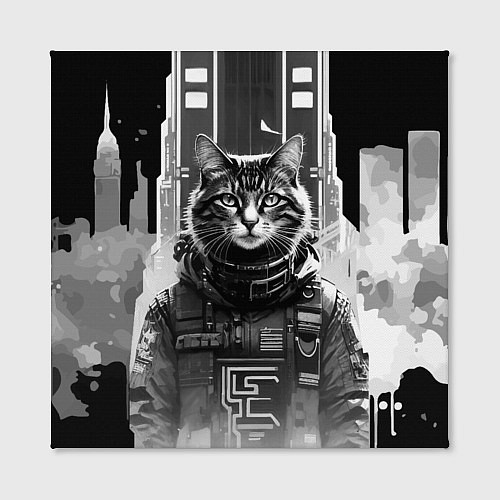 Картина квадратная Крутой котяра в Нью-Йорке - киберпанк / 3D-принт – фото 2
