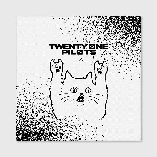 Картина квадратная Twenty One Pilots рок кот на светлом фоне / 3D-принт – фото 2