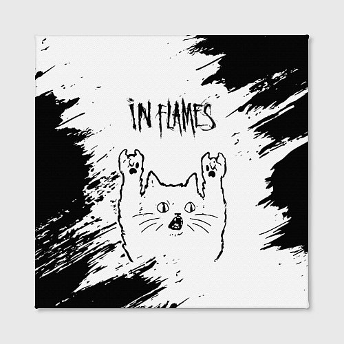 Картина квадратная In Flames рок кот на светлом фоне / 3D-принт – фото 2
