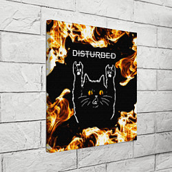 Холст квадратный Disturbed рок кот и огонь, цвет: 3D-принт — фото 2