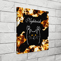Холст квадратный Nightwish рок кот и огонь, цвет: 3D-принт — фото 2