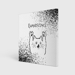 Холст квадратный Evanescence рок кот на светлом фоне, цвет: 3D-принт