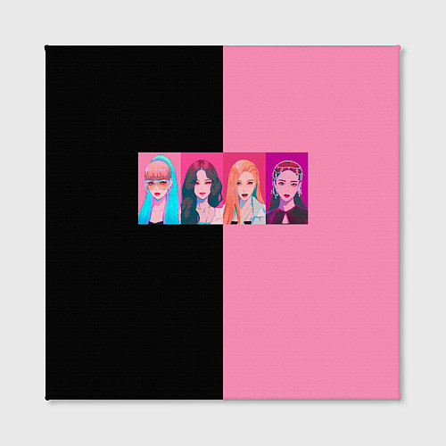 Картина квадратная Группа Black pink на черно-розовом фоне / 3D-принт – фото 2