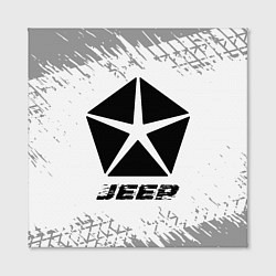 Холст квадратный Jeep speed на светлом фоне со следами шин, цвет: 3D-принт — фото 2