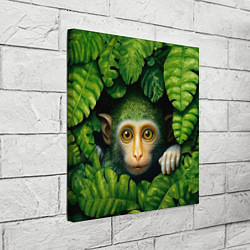 Холст квадратный Маленькая обезьянка в листьях, цвет: 3D-принт — фото 2