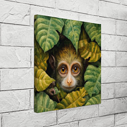 Холст квадратный Маленькая обезьянка в листьях, цвет: 3D-принт — фото 2