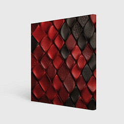 Холст квадратный Кожаная красно черная текстура, цвет: 3D-принт