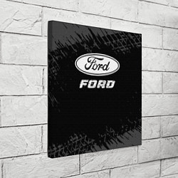 Холст квадратный Ford speed на темном фоне со следами шин, цвет: 3D-принт — фото 2