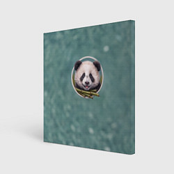 Холст квадратный Милая мордочка панды с бамбуком, цвет: 3D-принт