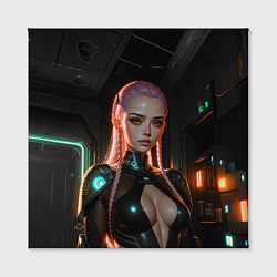 Холст квадратный Красивая девушка киберпанк, цвет: 3D-принт — фото 2