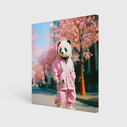Холст квадратный Милая панда в пуховике, цвет: 3D-принт