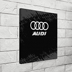 Холст квадратный Audi speed на темном фоне со следами шин, цвет: 3D-принт — фото 2