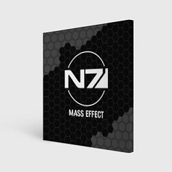 Холст квадратный Mass Effect glitch на темном фоне, цвет: 3D-принт
