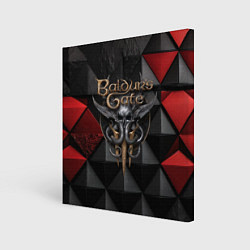 Холст квадратный Baldurs Gate 3 logo red black, цвет: 3D-принт