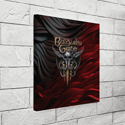 Холст квадратный Baldurs Gate 3 logo dark red black, цвет: 3D-принт — фото 2