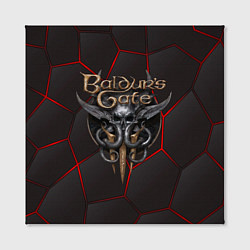 Холст квадратный Baldurs Gate 3 logo red black geometry, цвет: 3D-принт — фото 2
