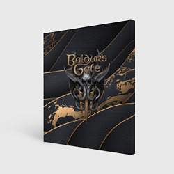 Холст квадратный Baldurs Gate 3 logo dark logo, цвет: 3D-принт
