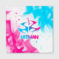 Холст квадратный Hitman neon gradient style, цвет: 3D-принт — фото 2