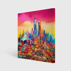Холст квадратный Футуристический городской пейзаж, цвет: 3D-принт