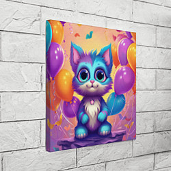 Холст квадратный Котик с воздушными шариками, цвет: 3D-принт — фото 2