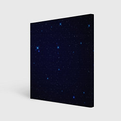 Холст квадратный Тёмный космос и синие звёзды, цвет: 3D-принт