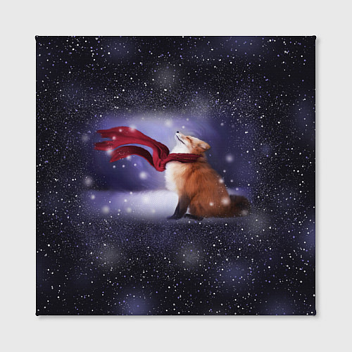 Картина квадратная Лиса в красном шарфике под снегом / 3D-принт – фото 2