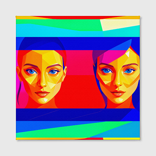 Картина квадратная Две голубоглазые девушки в прямоугольной рамке / 3D-принт – фото 2