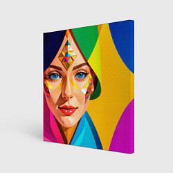 Холст квадратный Девушка лицо с ромбическим орнаментом, цвет: 3D-принт