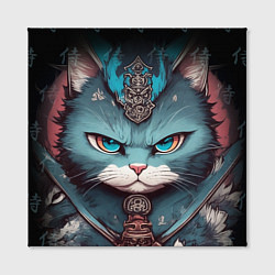 Холст квадратный Кот самурай сердитый, цвет: 3D-принт — фото 2