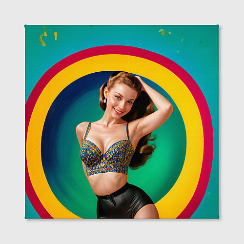 Картина квадратная Девушка в красочном расшитом топе на фоне цветных / 3D-принт – фото 2