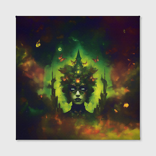 Картина квадратная Зеленая фантастическая ведьма с бабочками / 3D-принт – фото 2