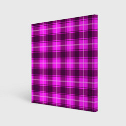 Холст квадратный Шотландка розовая, цвет: 3D-принт