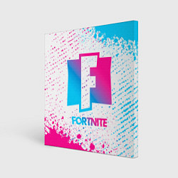 Холст квадратный Fortnite neon gradient style, цвет: 3D-принт