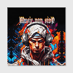 Холст квадратный Граффити парень в наушниках music non stop, цвет: 3D-принт — фото 2