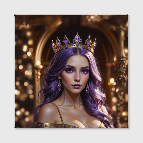 Картина квадратная Девушка с фиолетовыми волосами в короне / 3D-принт – фото 2