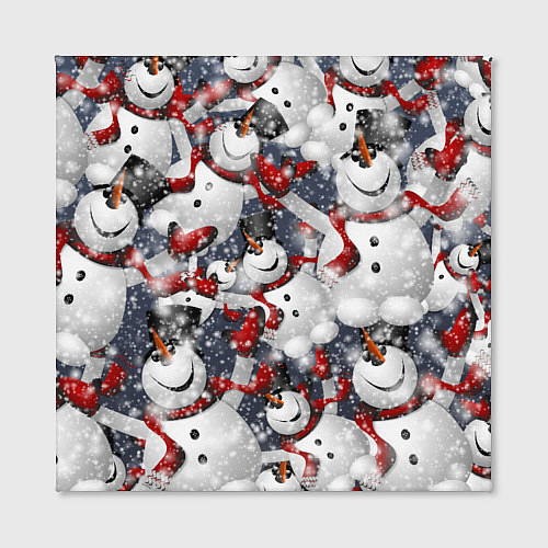 Картина квадратная Зимний паттерн со снеговиками / 3D-принт – фото 2