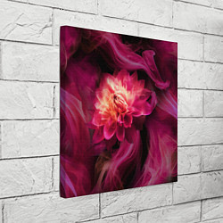 Холст квадратный Розовый цветок в огне - нейросеть, цвет: 3D-принт — фото 2