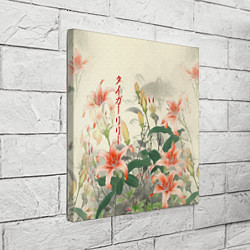Холст квадратный Тигровые лилии - японский стиль, цвет: 3D-принт — фото 2