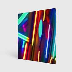 Холст квадратный Абстрактная неоновая композиция, цвет: 3D-принт