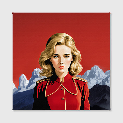 Картина квадратная Девушка в красной униформе / 3D-принт – фото 2