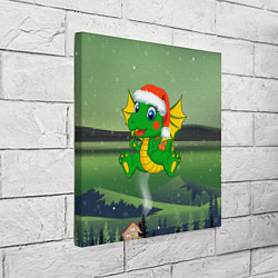 Холст квадратный Зеленый дракончик 2024, цвет: 3D-принт — фото 2