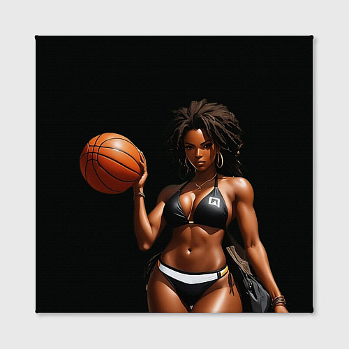Картина квадратная Девушка с баскетбольным мячом / 3D-принт – фото 2
