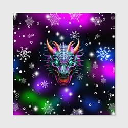 Холст квадратный Неновый дракон, цвет: 3D-принт — фото 2