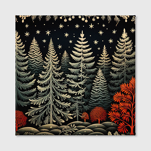 Картина квадратная Новогоднее настроение лес / 3D-принт – фото 2