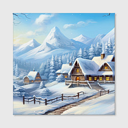 Холст квадратный Новогодняя зимняя деревня, цвет: 3D-принт — фото 2