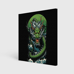 Холст квадратный Зеленый дракон символ 2024, цвет: 3D-принт