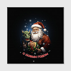 Холст квадратный Дед мороз с драконом, цвет: 3D-принт — фото 2